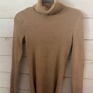 Lauren Ralph Lauren tan/gold metallic  Turtleneck Sweater in size medium.